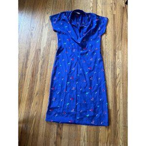 Vintage 80s-90s Martini Cocktail Collared Shirt Pullover Dress
